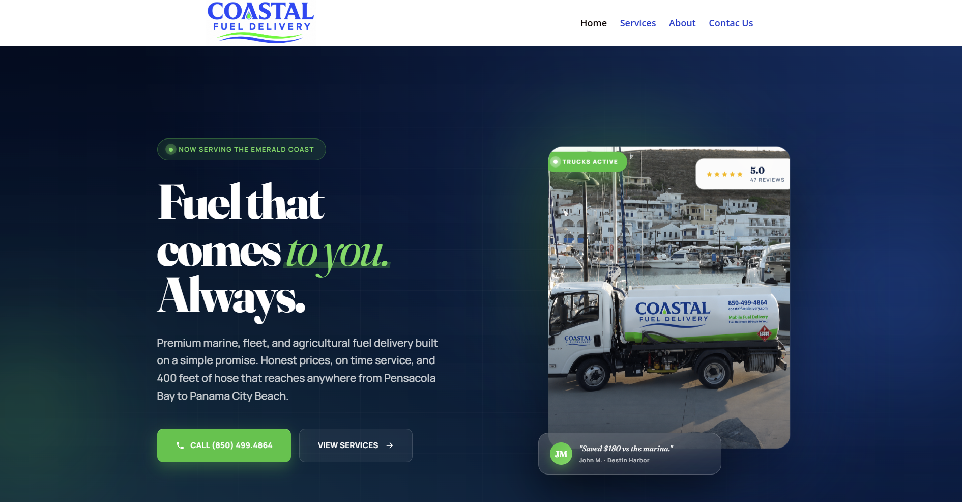Coastal Fuel Delivery website